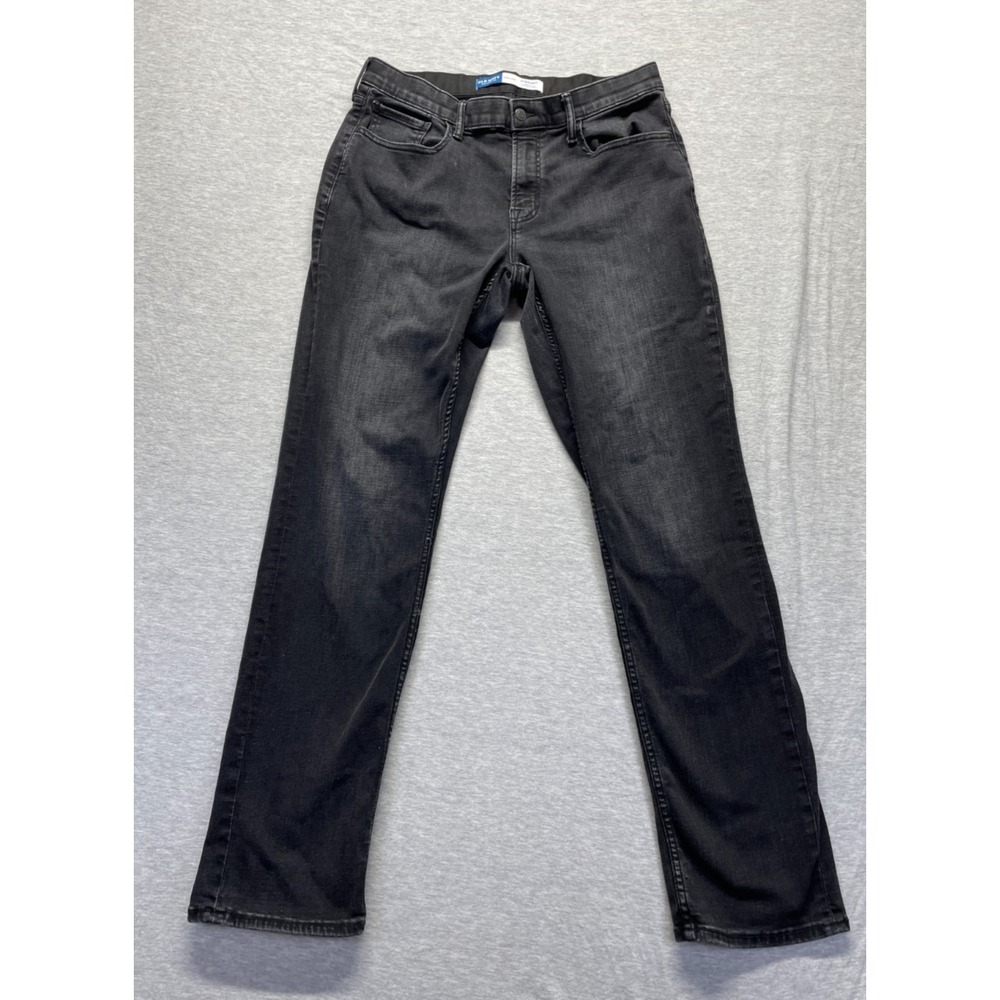 Old Navy 360 Stretch Straight Jeans Mens 34x34 (Fits 34x33) Black Denim Cotton